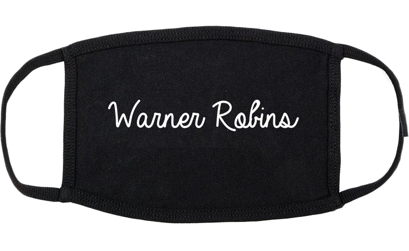 Warner Robins Georgia GA Script Cotton Face Mask Black