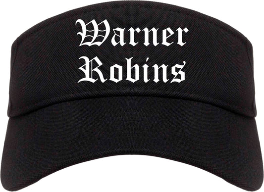 Warner Robins Georgia GA Old English Mens Visor Cap Hat Black