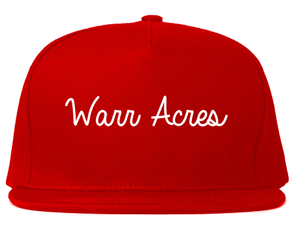 Warr Acres Oklahoma OK Script Mens Snapback Hat Red