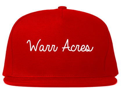 Warr Acres Oklahoma OK Script Mens Snapback Hat Red