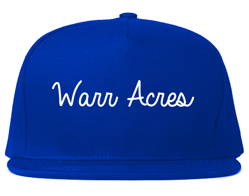 Warr Acres Oklahoma OK Script Mens Snapback Hat Royal Blue