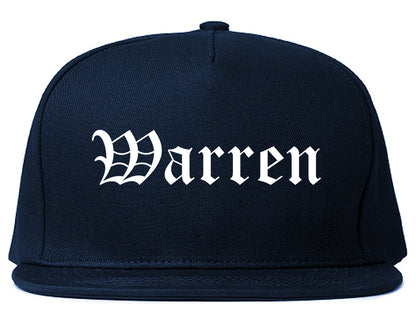 Warren Arkansas AR Old English Mens Snapback Hat Navy Blue