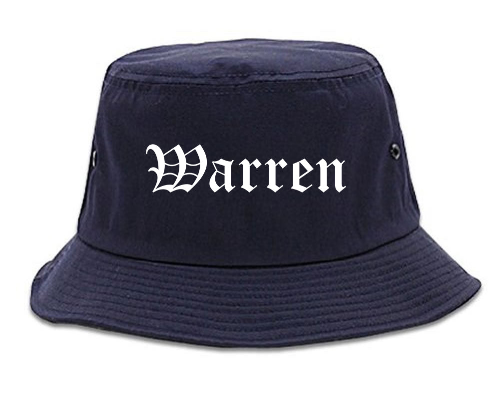 Warren Arkansas AR Old English Mens Bucket Hat Navy Blue