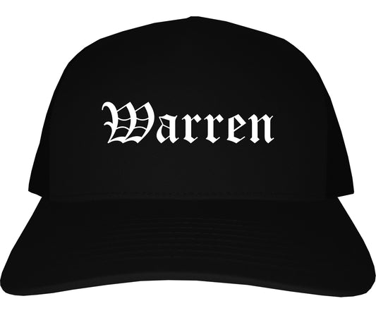 Warren Arkansas AR Old English Mens Trucker Hat Cap Black