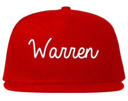 Warren Arkansas AR Script Mens Snapback Hat Red