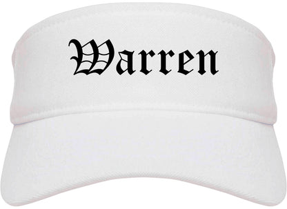 Warren Arkansas AR Old English Mens Visor Cap Hat White