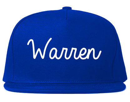 Warren Michigan MI Script Mens Snapback Hat Royal Blue