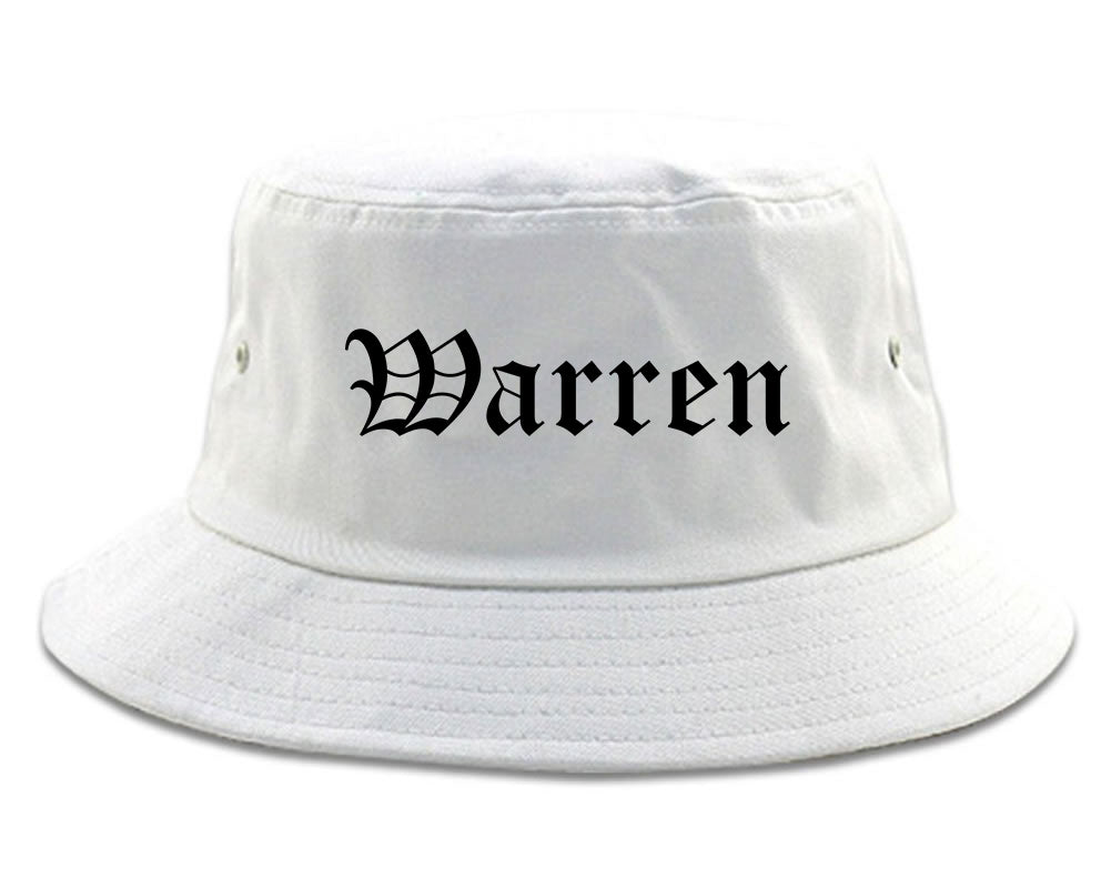 Warren Michigan MI Old English Mens Bucket Hat White
