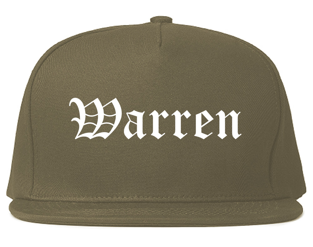 Warren Ohio OH Old English Mens Snapback Hat Grey