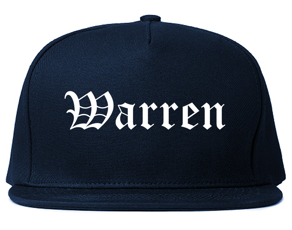 Warren Ohio OH Old English Mens Snapback Hat Navy Blue