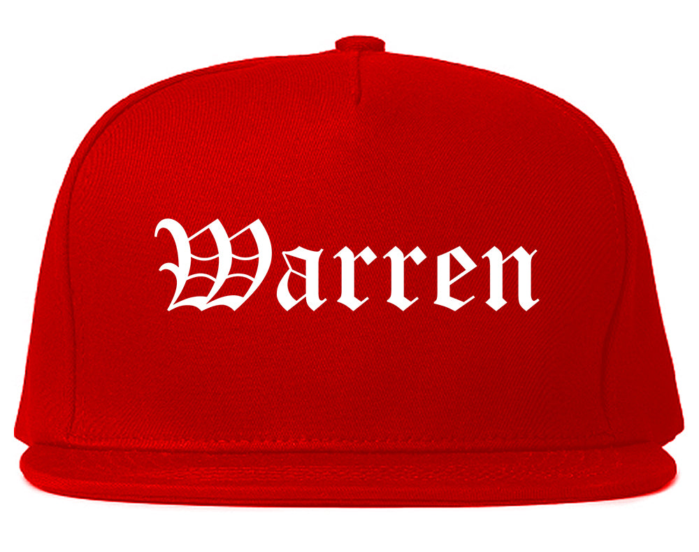 Warren Ohio OH Old English Mens Snapback Hat Red