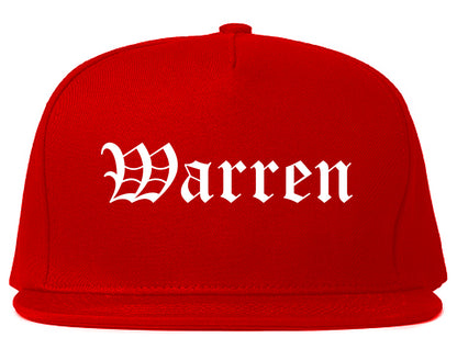 Warren Ohio OH Old English Mens Snapback Hat Red