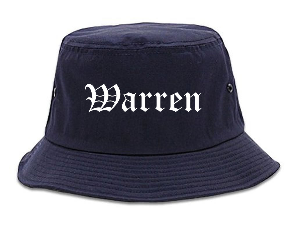 Warren Ohio OH Old English Mens Bucket Hat Navy Blue