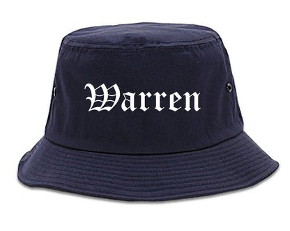 Warren Ohio OH Old English Mens Bucket Hat Navy Blue