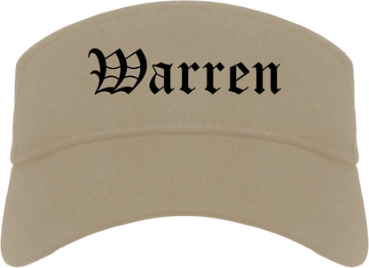 Warren Ohio OH Old English Mens Visor Cap Hat Khaki