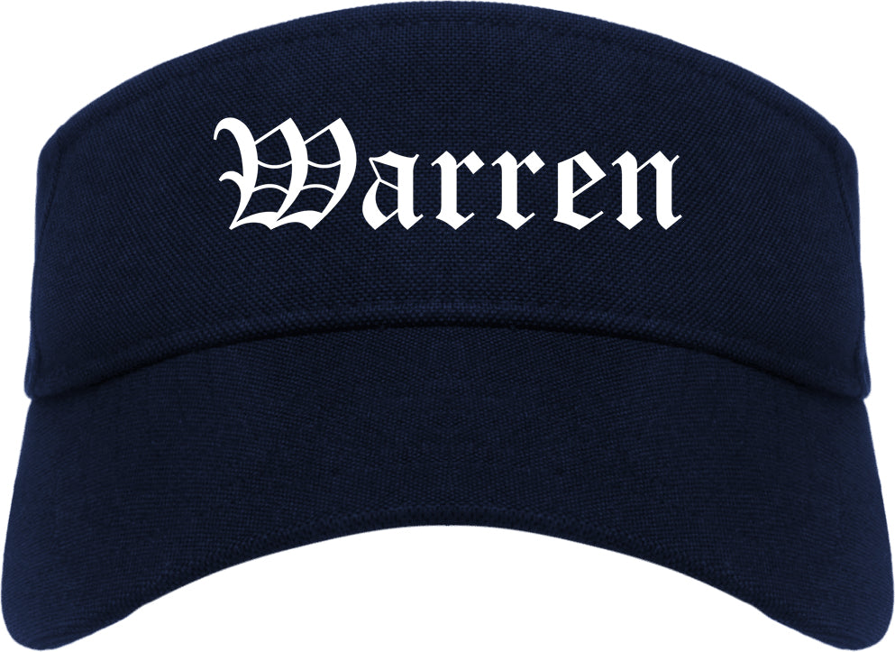 Warren Ohio OH Old English Mens Visor Cap Hat Navy Blue