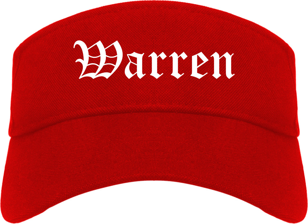Warren Ohio OH Old English Mens Visor Cap Hat Red