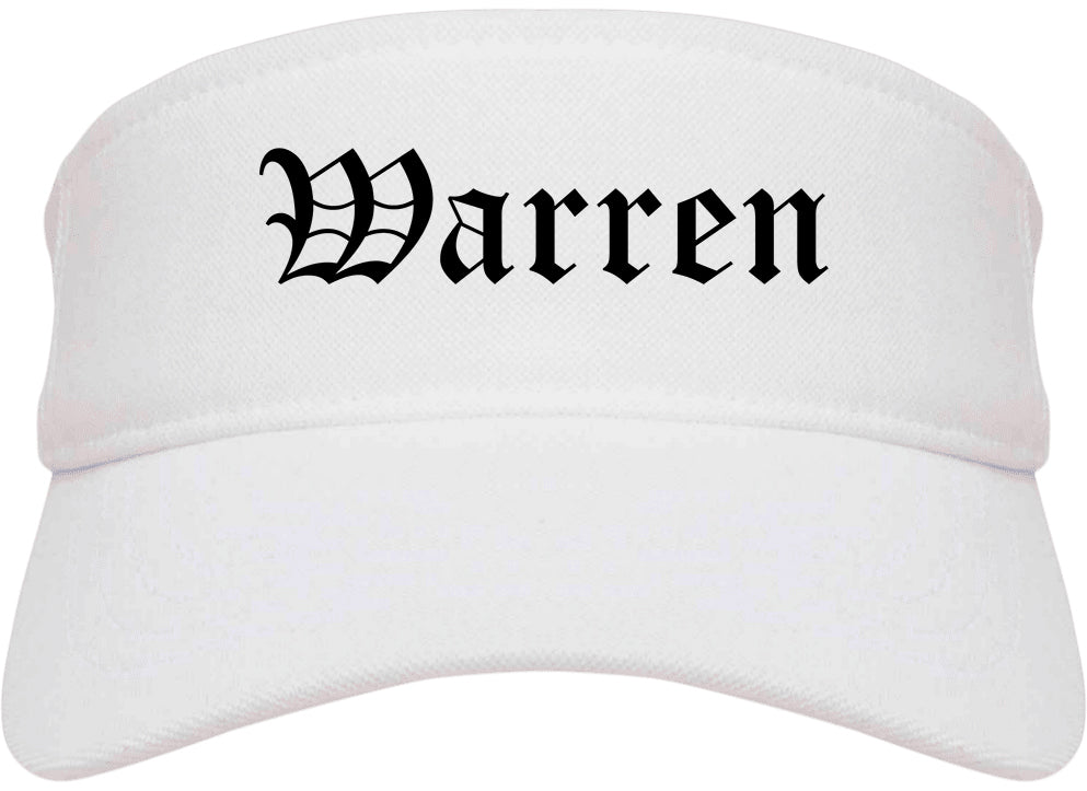 Warren Ohio OH Old English Mens Visor Cap Hat White