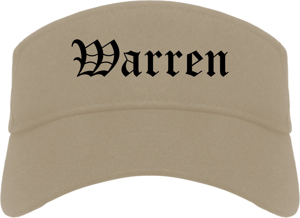 Warren Pennsylvania PA Old English Mens Visor Cap Hat Khaki