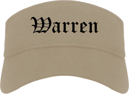 Warren Pennsylvania PA Old English Mens Visor Cap Hat Khaki