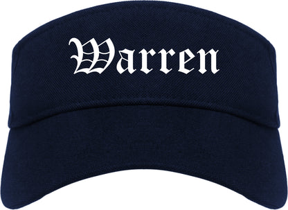 Warren Pennsylvania PA Old English Mens Visor Cap Hat Navy Blue