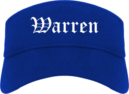 Warren Pennsylvania PA Old English Mens Visor Cap Hat Royal Blue