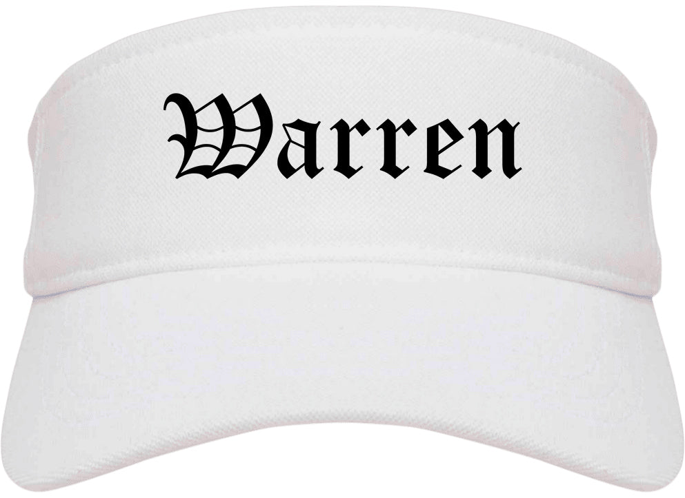 Warren Pennsylvania PA Old English Mens Visor Cap Hat White