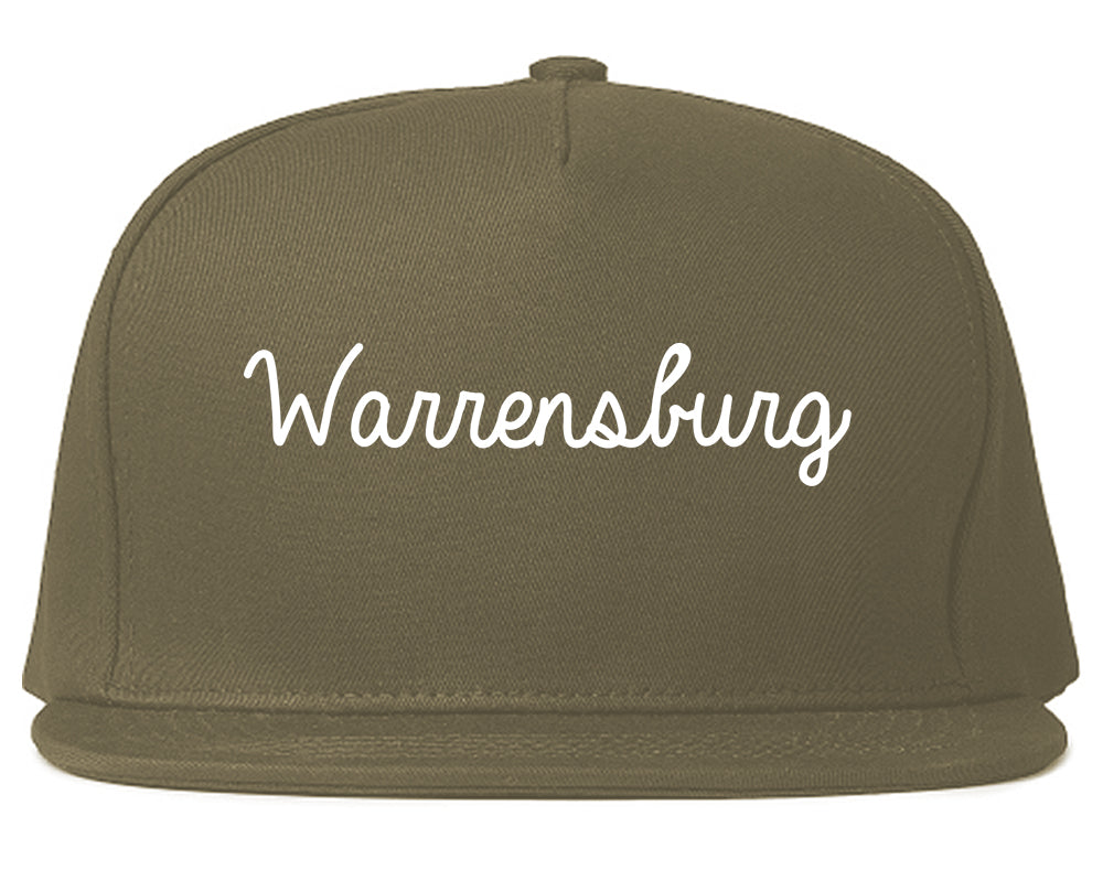 Warrensburg Missouri MO Script Mens Snapback Hat Grey