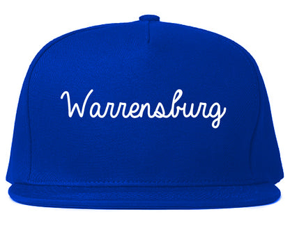 Warrensburg Missouri MO Script Mens Snapback Hat Royal Blue