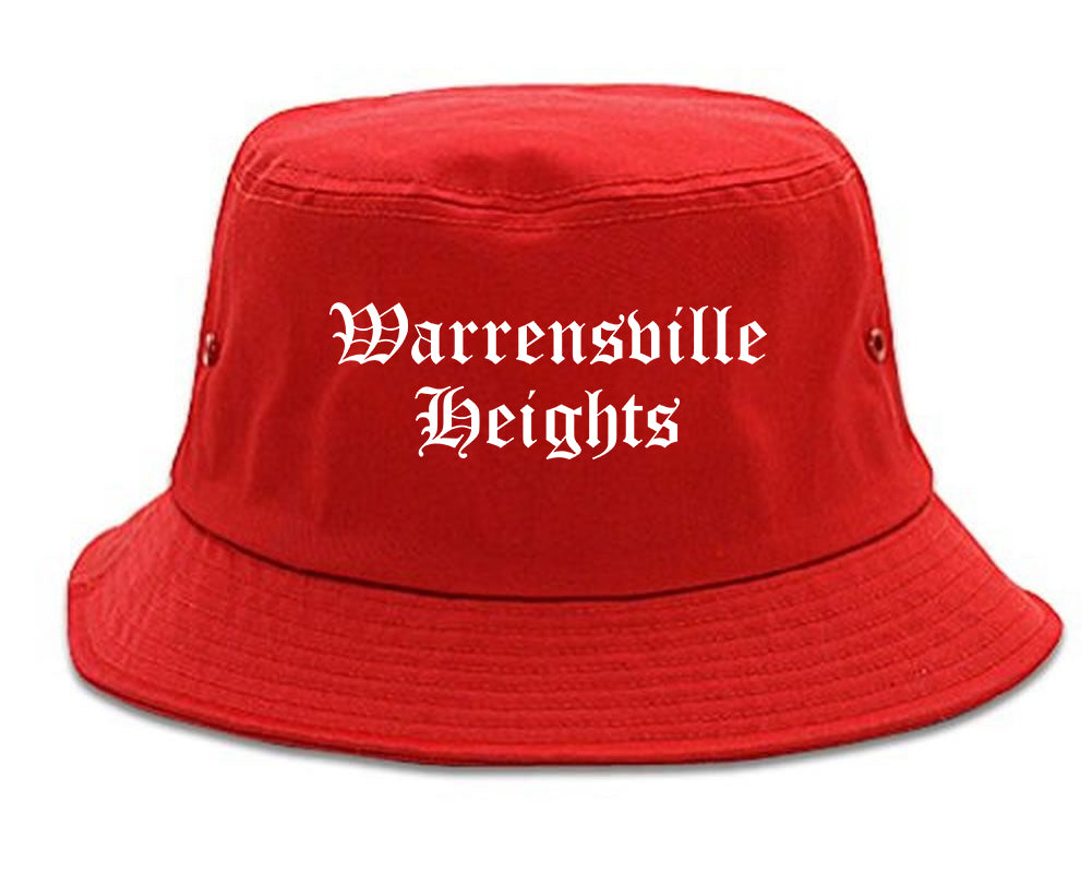 Warrensville Heights Ohio OH Old English Mens Bucket Hat Red