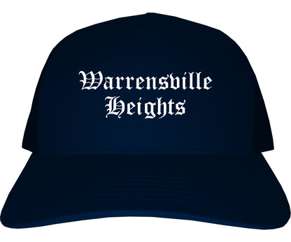 Warrensville Heights Ohio OH Old English Mens Trucker Hat Cap Navy Blue