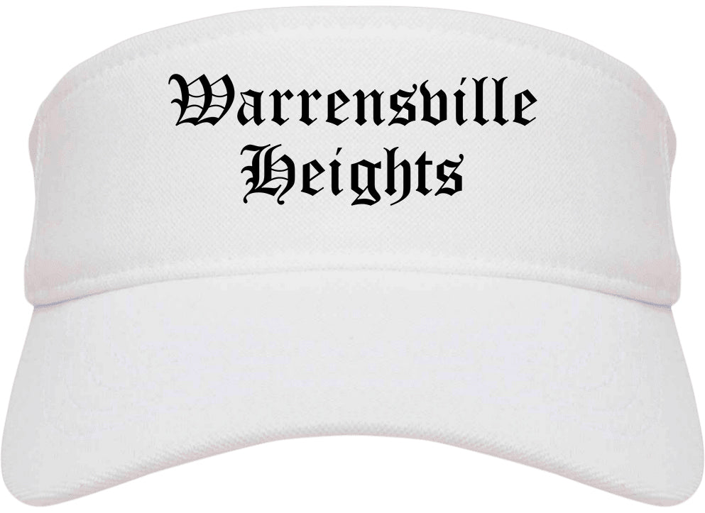 Warrensville Heights Ohio OH Old English Mens Visor Cap Hat White