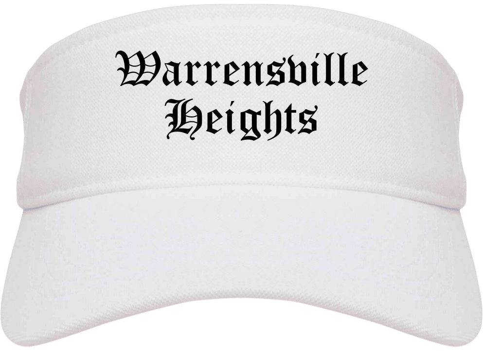 Warrensville Heights Ohio OH Old English Mens Visor Cap Hat White