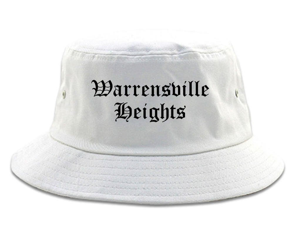 Warrensville Heights Ohio OH Old English Mens Bucket Hat White