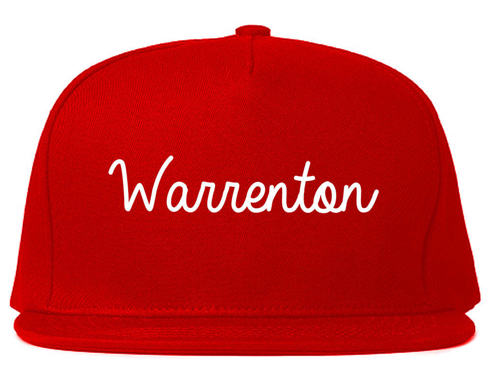 Warrenton Oregon OR Script Mens Snapback Hat Red