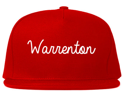 Warrenton Virginia VA Script Mens Snapback Hat Red