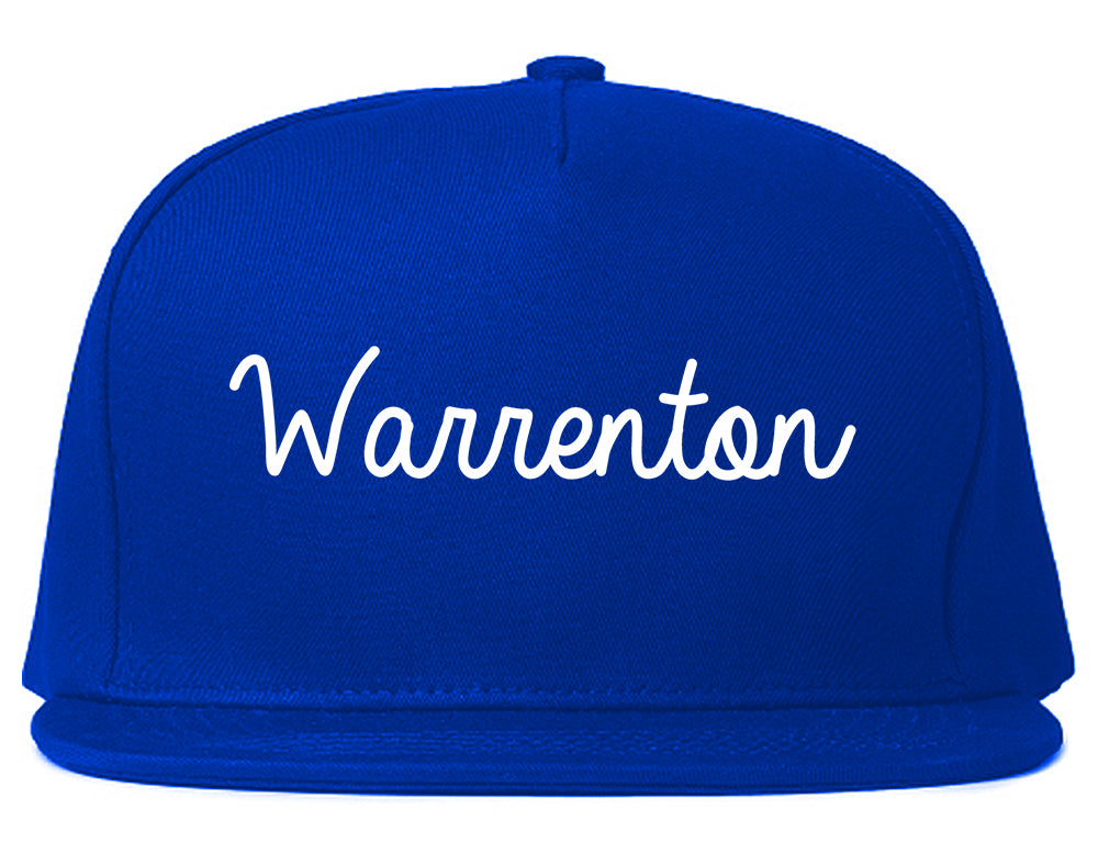 Warrenton Virginia VA Script Mens Snapback Hat Royal Blue