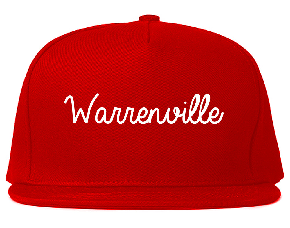 Warrenville Illinois IL Script Mens Snapback Hat Red