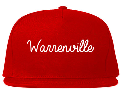 Warrenville Illinois IL Script Mens Snapback Hat Red