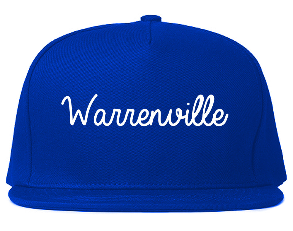 Warrenville Illinois IL Script Mens Snapback Hat Royal Blue