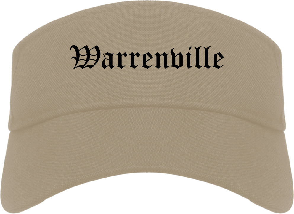 Warrenville Illinois IL Old English Mens Visor Cap Hat Khaki