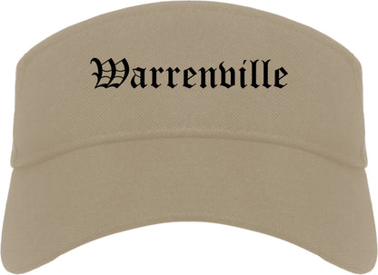 Warrenville Illinois IL Old English Mens Visor Cap Hat Khaki