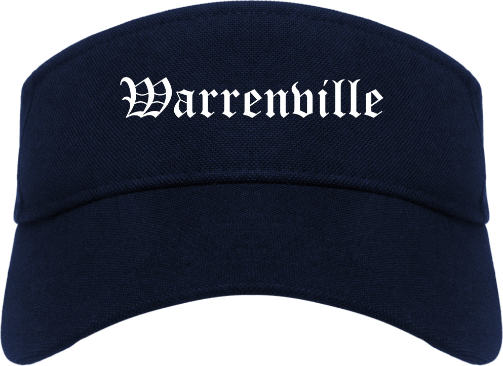 Warrenville Illinois IL Old English Mens Visor Cap Hat Navy Blue