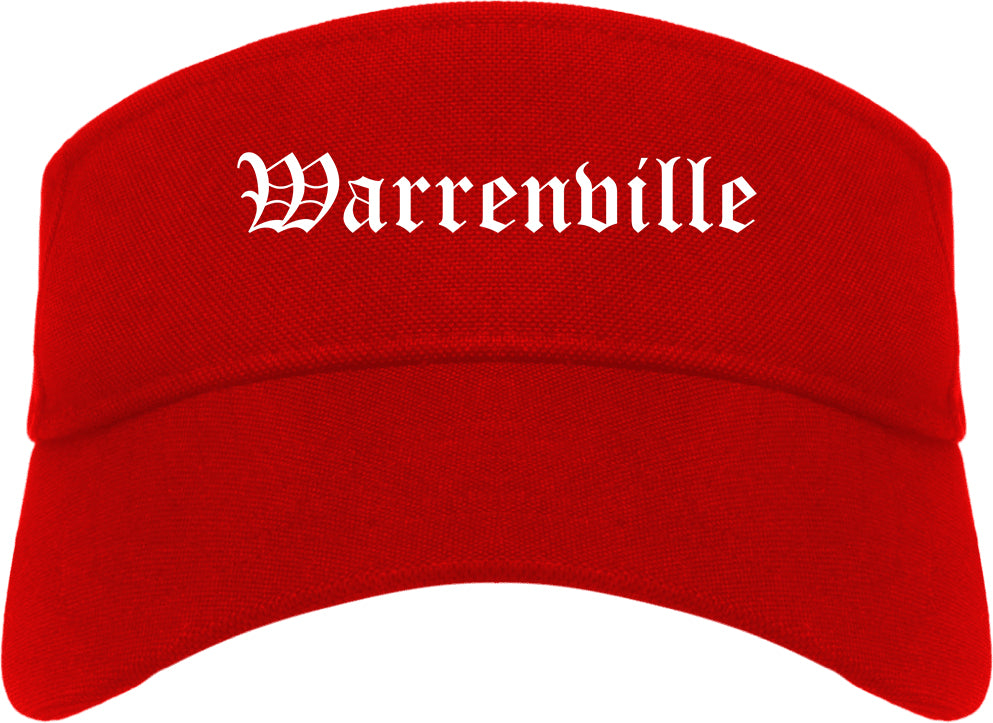 Warrenville Illinois IL Old English Mens Visor Cap Hat Red