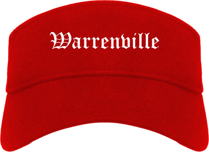 Warrenville Illinois IL Old English Mens Visor Cap Hat Red