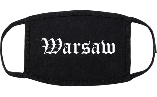 Warsaw Indiana IN Old English Cotton Face Mask Black