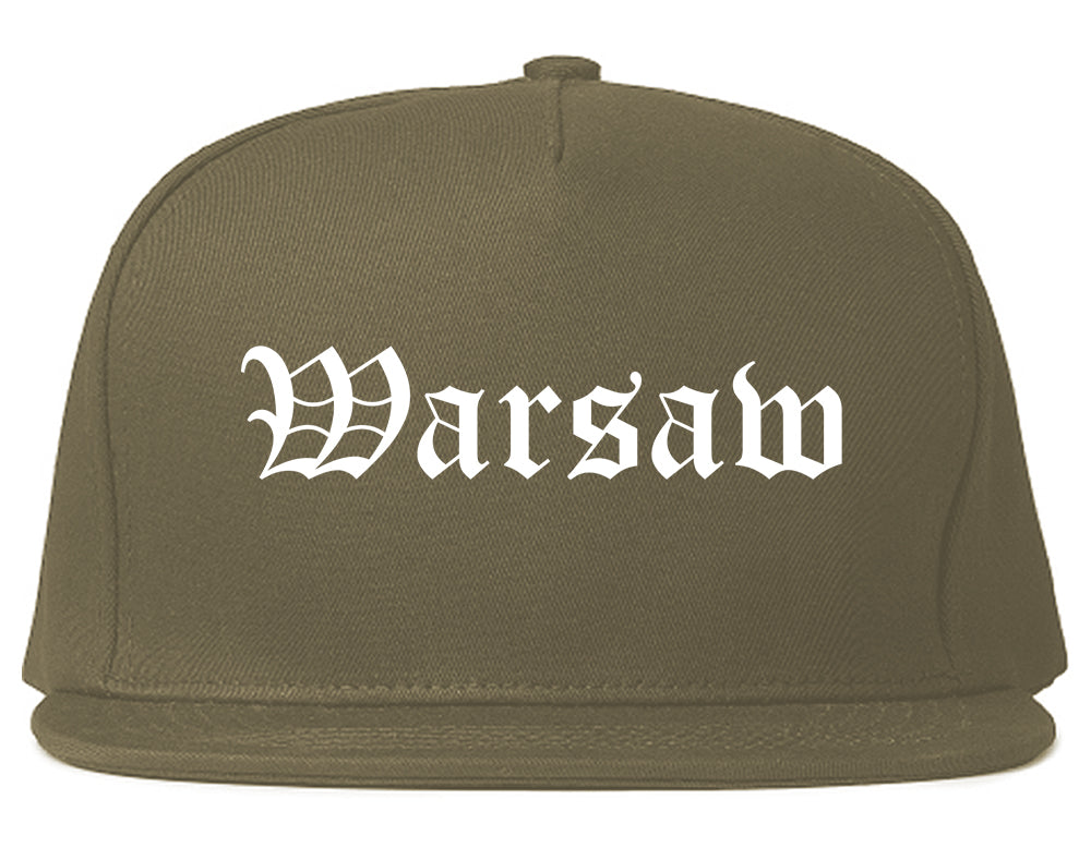 Warsaw Indiana IN Old English Mens Snapback Hat Grey