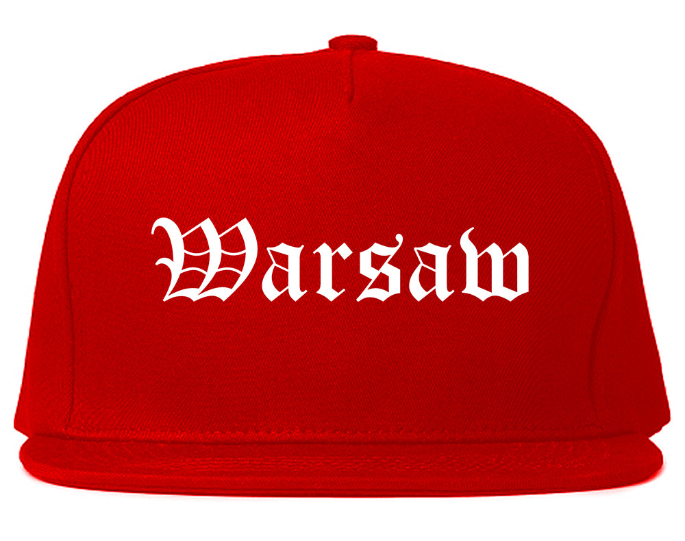 Warsaw Indiana IN Old English Mens Snapback Hat Red