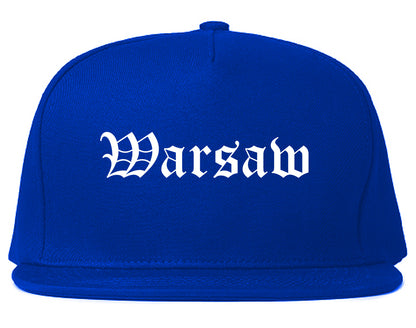 Warsaw Indiana IN Old English Mens Snapback Hat Royal Blue