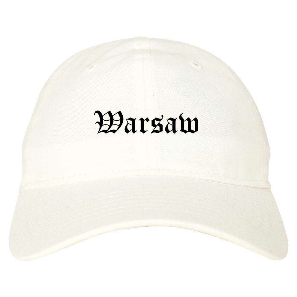 Warsaw Indiana IN Old English Mens Dad Hat Baseball Cap White